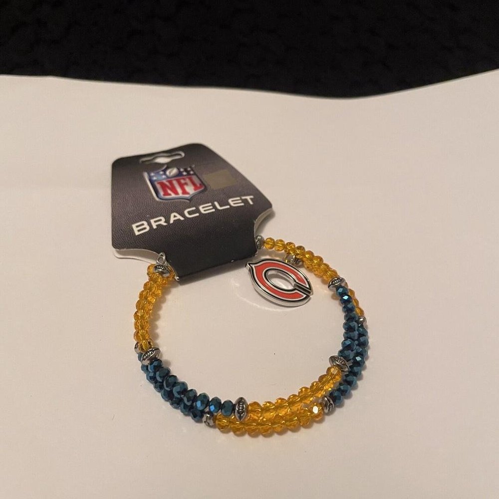 Women’s NWT NFL Chicago Bears Stretchy Spiral Beaded Bangle Bracelet
